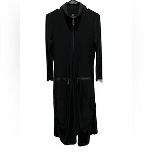 Ic By Connie K Women’s Black Zip Dress With Pockets Size Small Lagenlook Bubble